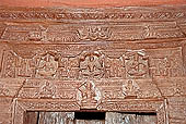 Ladakh - Alchi monastery, wooden carving of the Manjushri temple entrance